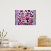 Roze bloesem bloemen Joy Quote Poster (Keuken)