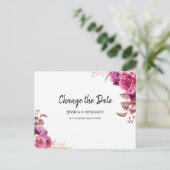 Roze Bloesem Bloemen Uitgesteld Wijzig de Datum Briefkaart (Staand voorkant)