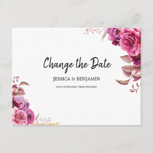 Roze Bloesem Bloemen Uitgesteld Wijzig de Datum Briefkaart
