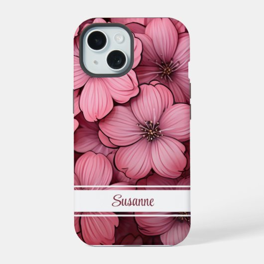  roze bloesem bloemenbloem iPhone 15 case (Achterkant)