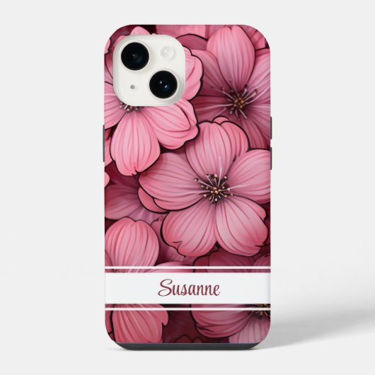  roze bloesem bloemenbloem iPhone hoesje (Achterkant)