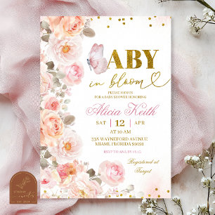 Roze Bloesem Bloemige Baby in Bloom Uitnodiging