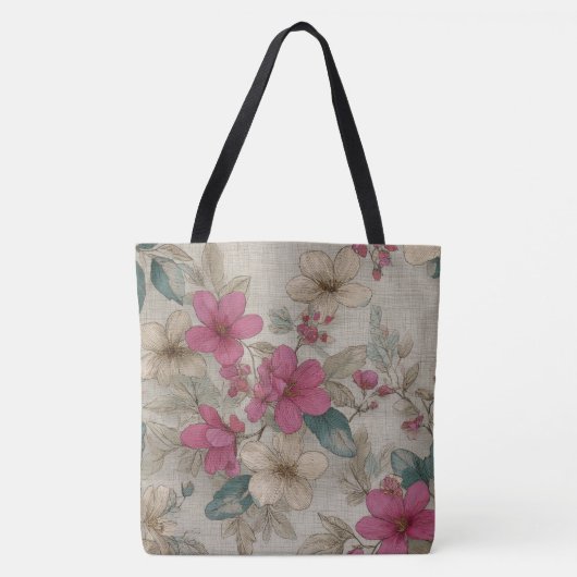 Roze Bloesem Bloemige Tote Bag (Voorkant)