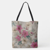 Roze Bloesem Bloemige Tote Bag (Achterkant)
