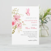 Roze Bloesem Bloesem afstuderen Kaart (Staand voorkant)