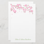 Roze bloesem Blossom Weddenschap Briefpapier (Voorkant / Achterkant)