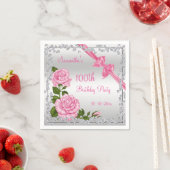 Roze Bloesem, Bogen & Diamanten 100e Servet (Insitu)