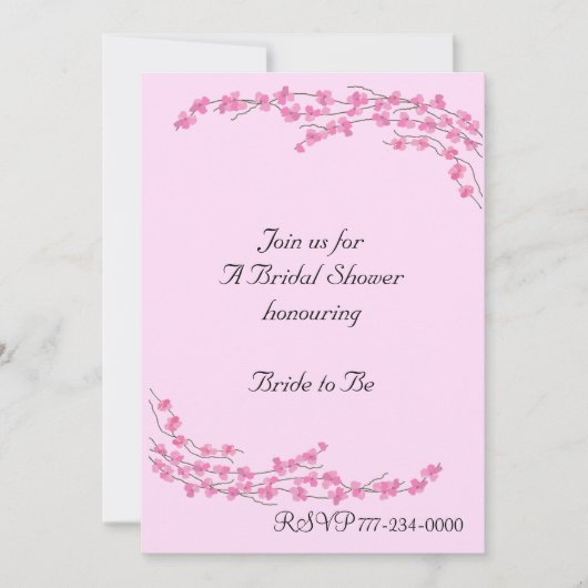 Roze Bloesem Bruidsuitnodiging Kaart (Voorkant)