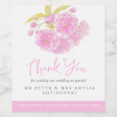 Roze bloesem bruiloft aangepaste wijnlabels wijn etiket (Enkel label)