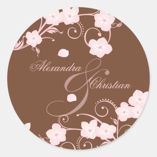 Roze Bloesem Bruiloft Save The Date Aankondiging Ronde Sticker (Voorkant)