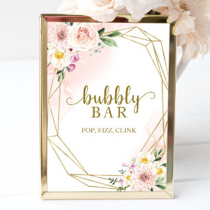 Roze bloesem Bubble Bar Pop Fizz Clink Sign. Poster