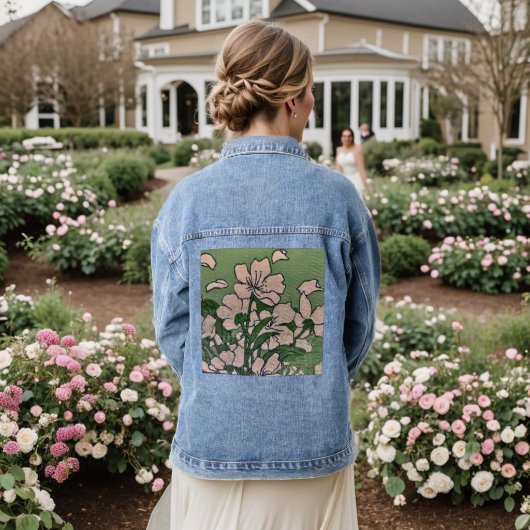 roze bloesem cascade denim jacket (Huwelijk Achterkant)
