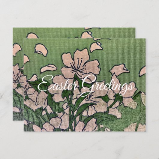 roze bloesem cascade feestdagenkaart (Voorkant / Achterkant)