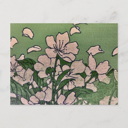 roze bloesem cascade feestdagenkaart (Achterkant)