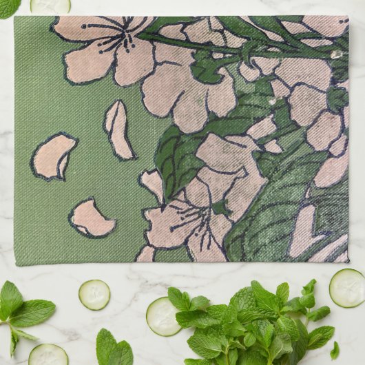 roze bloesem cascade theedoek (Gevouwen)