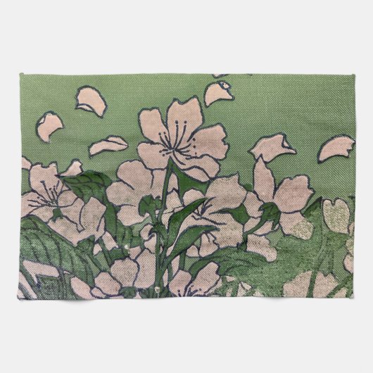 roze bloesem cascade theedoek (Horizontaal)