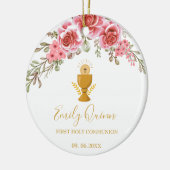 Roze Bloesem Communie Kelk Keepsake Ornament" Keramisch Ornament (Links)
