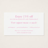 Roze bloesem Dank u voor het kopen Korting Kaart (Achterkant)