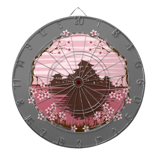Roze bloesem dartbord (Voorkant)
