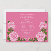 Roze Bloesem Decoratie 60e Verjaardag Kaart (Voorkant)