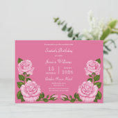 Roze Bloesem Decoratie 60e Verjaardag Kaart (Staand voorkant)