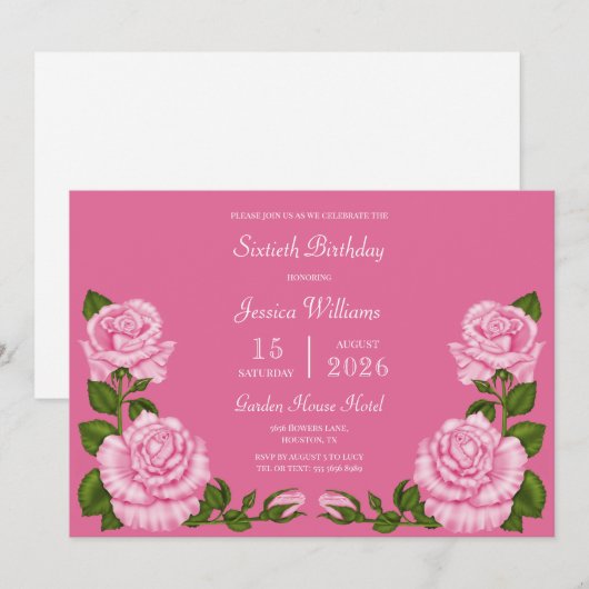 Roze Bloesem Decoratie 60e Verjaardag Kaart (Voorkant / Achterkant)