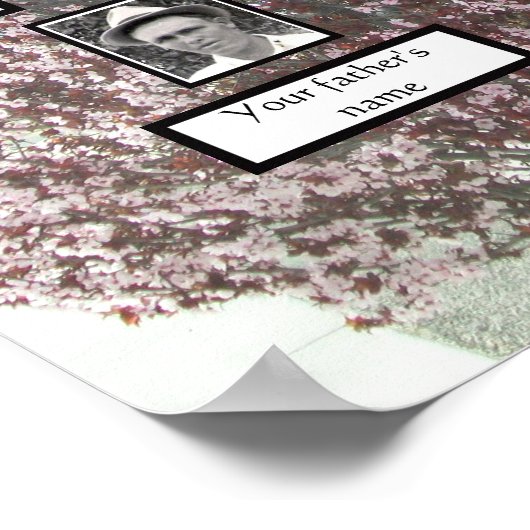 Roze Bloesem Drie Generaties Foto Familiestamboom Poster (Hoek)