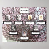 Roze Bloesem Drie Generaties Foto Familiestamboom Poster (Voorkant)