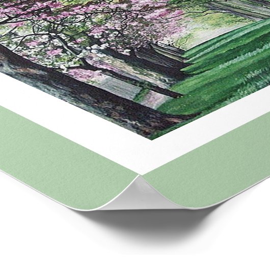 roze bloesem Edinburgh landschap beeldende kunst Poster (Hoek)