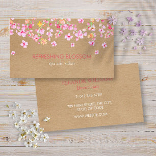Roze Bloesem Elegant Moderne Rustieke Kraft Visitekaartje