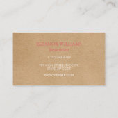 Roze Bloesem Elegante Moderne Rustieke Kraft Visitekaartje (Achterkant)