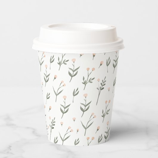 Roze bloesem Fijne wilde bloemen Papieren Bekers (Voorkant)