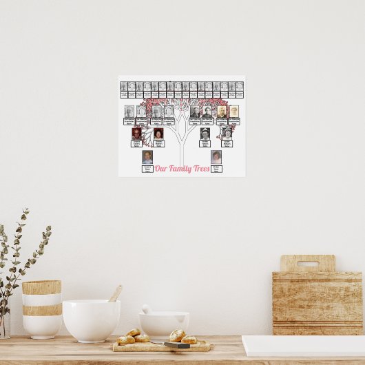 Roze bloesem Fractal Art Tree Two Family Trees Poster (Keuken)