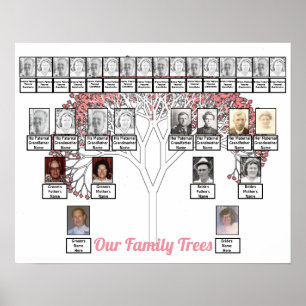 Roze bloesem Fractal Art Tree Two Family Trees Poster