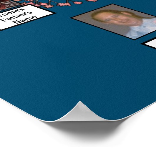 Roze bloesem Fractal Tree Blue 2 Family Trees Poster (Hoek)