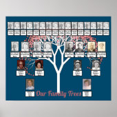 Roze bloesem Fractal Tree Blue 2 Family Trees Poster (Voorkant)