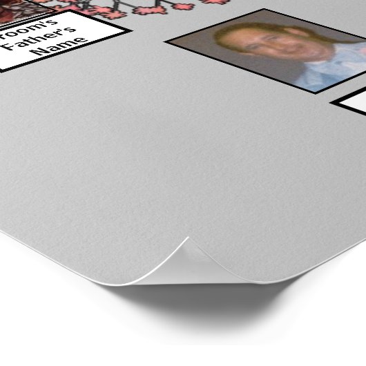 Roze bloesem Fractal Tree Grey Two Family Trees Poster (Hoek)