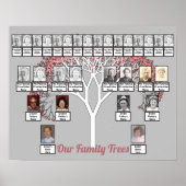Roze bloesem Fractal Tree Grey Two Family Trees Poster (Voorkant)