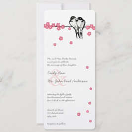 Roze bloesem gechanteerd woudcideehuwelijk kaart