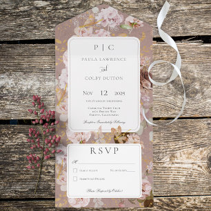 Roze bloesem Geen diner All In One Uitnodiging