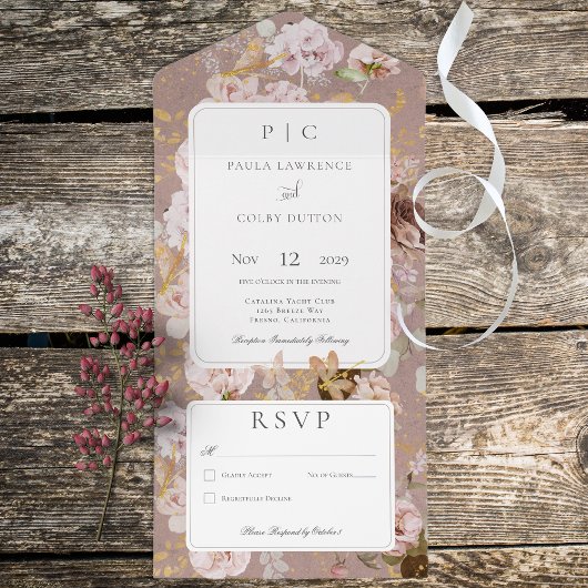 Roze bloesem Geen diner All In One Uitnodiging