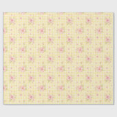 Roze Bloesem Gele Gingham Waterverf Cadeaupapier (Vlak)