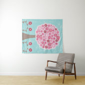 Roze Bloesem geschilderde kunstboom Wandkleed (In Situ (horizontaal))