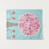 Roze Bloesem geschilderde kunstboom Wandkleed (Voorkant (horizontaal))