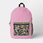 Roze Bloesem Groen Bedrukte Rugzak (Voorkant)