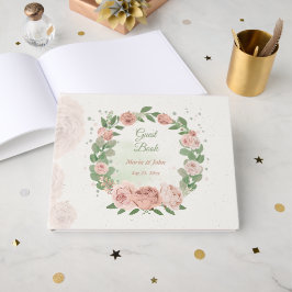 roze bloesem groen blad gastenboek