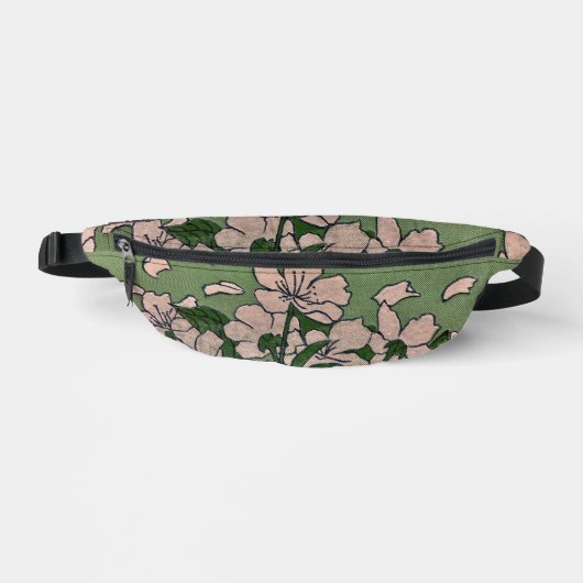 Roze Bloesem Groen Heuptasje (Voorkant)