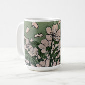 Roze Bloesem Groen Koffiemok (Voorkant links)