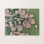Roze Bloesem Groen Legpuzzel (Horizontaal)