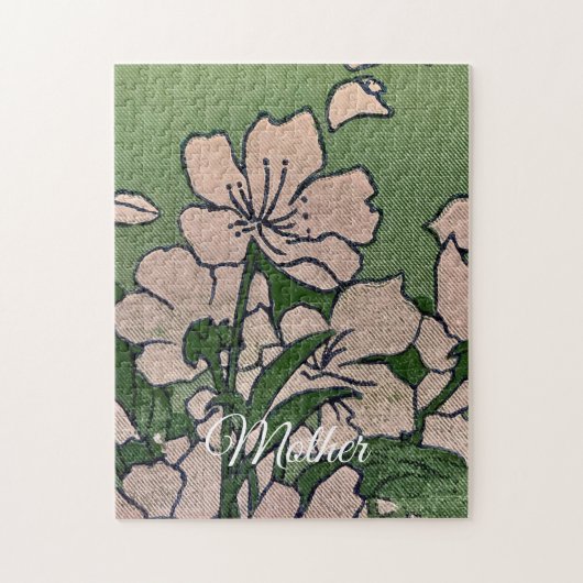 Roze Bloesem Groen Legpuzzel (Verticaal)